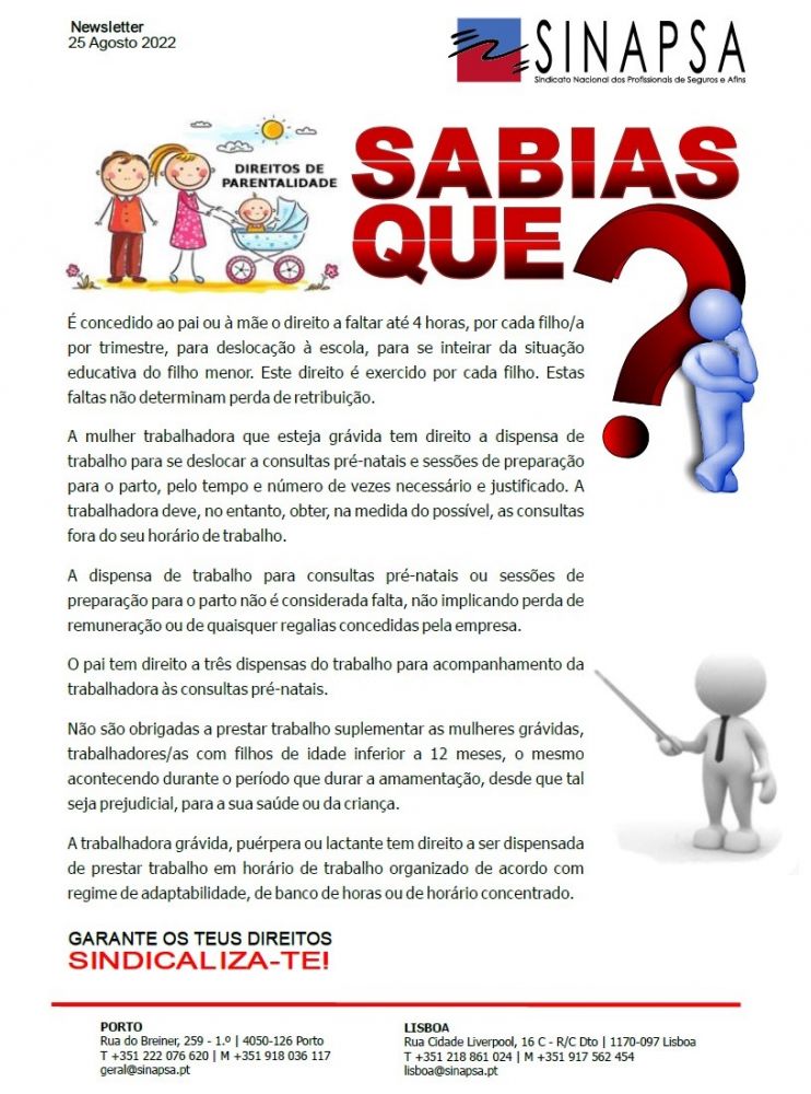 SABIAS QUE? - DIREITOS DE PARENTALIDADE