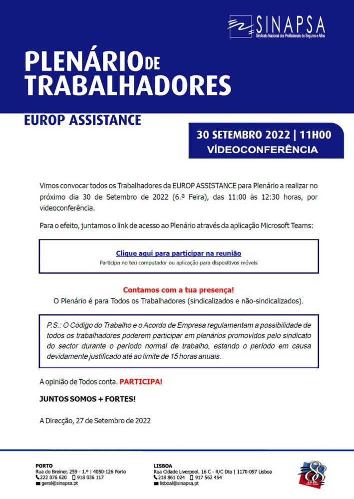 PLENÁRIO DE TRABALHADORES | EUROP ASSISTANCE